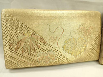 平和屋着物▼和装小物　和装バッグ２点セット　ハンドバッグ　佐賀錦　網代文　蔦の葉文　礼装　金糸　逸品　CABL2521ju