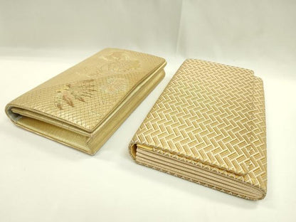 平和屋着物▼和装小物　和装バッグ２点セット　ハンドバッグ　佐賀錦　網代文　蔦の葉文　礼装　金糸　逸品　CABL2521ju