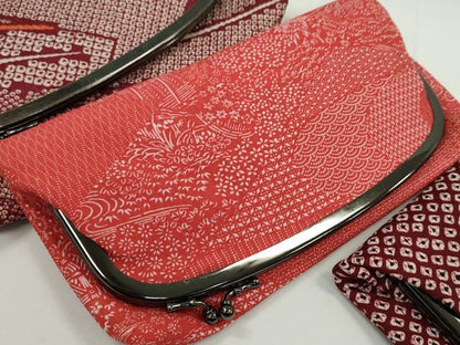 平和屋着物▼和装小物　和装バッグ・長財布まとめて５点　ハンドバッグ　めがね織　露芝　風景花文　二つ折り　がま口　逸品　CABL2522ju