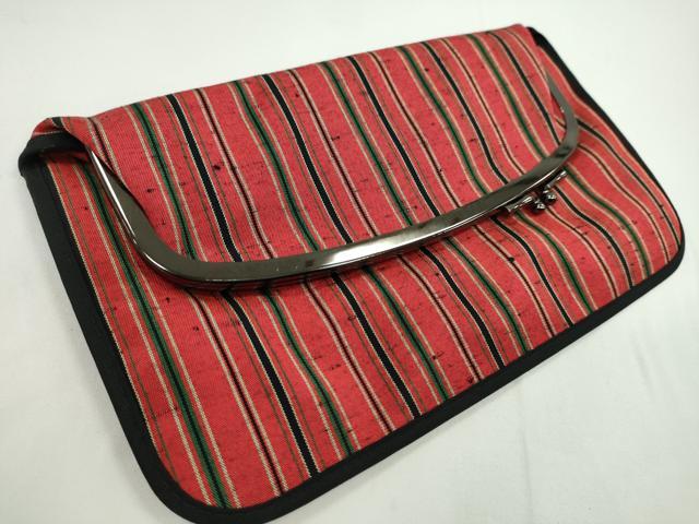 平和屋着物▼和装小物　和装バッグまとめて５点　ハンドバッグ　絞り　番傘　縞　二つ折り　がま口　クラッチ　未使用あり　逸品CABL2523ju