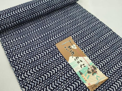 平和屋着物＊夏物　浴衣　反物　注染　幾何学文　綿　三越扱い　着尺　逸品　未使用　CABL2532ju