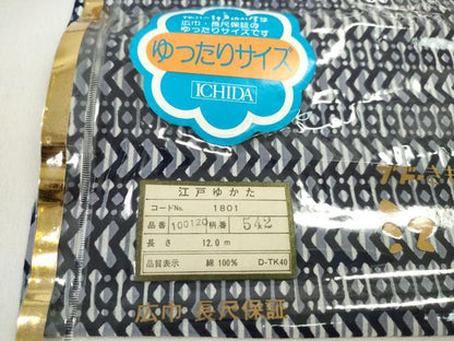 平和屋着物＊夏物　浴衣　反物　注染　幾何学文　綿　三越扱い　着尺　逸品　未使用　CABL2532ju