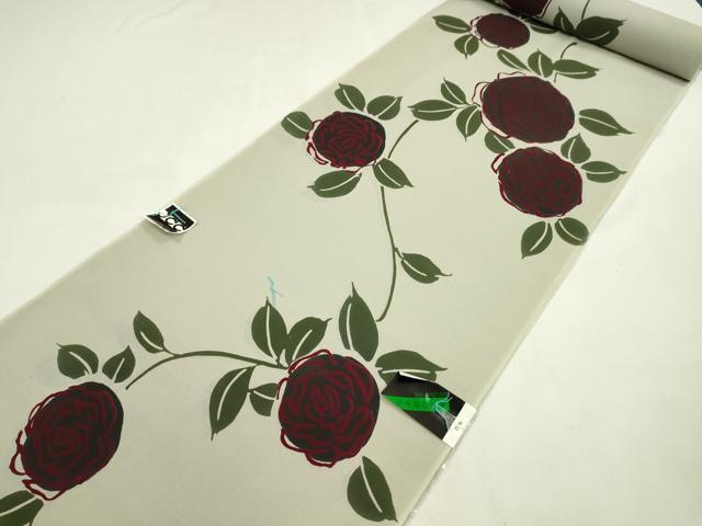 平和屋着物＊夏物　浴衣　反物　注染　枝花文　日本製　綿　着尺　逸品　未使用　CABL2539ju