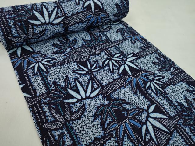 平和屋着物＊夏物　浴衣　反物　霞笹文　堅牢染　リップル地　綿　着尺　逸品　未使用　CABL2540ju