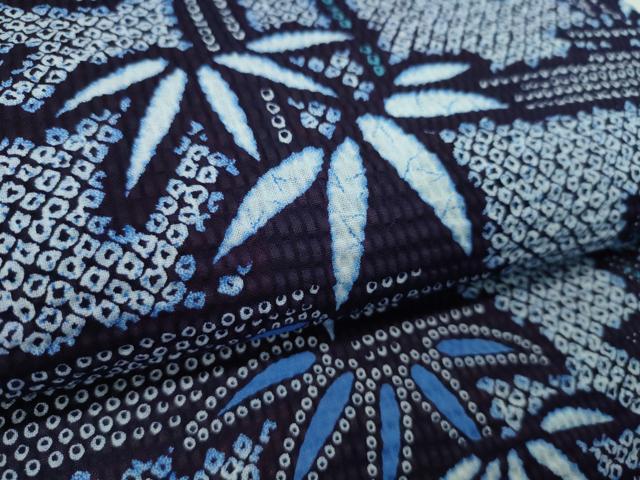 平和屋着物＊夏物　浴衣　反物　霞笹文　堅牢染　リップル地　綿　着尺　逸品　未使用　CABL2540ju