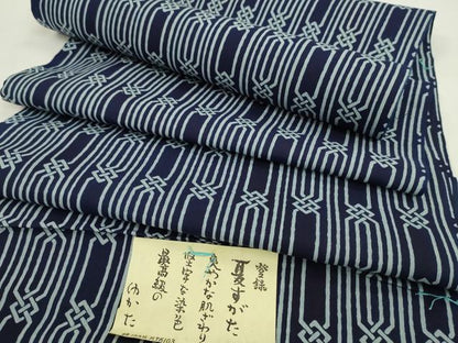 平和屋着物＊夏物　男性　浴衣　反物　注染　キングサイズ　幾何学文様　綿　着尺　逸品　未使用　CABL2549ju