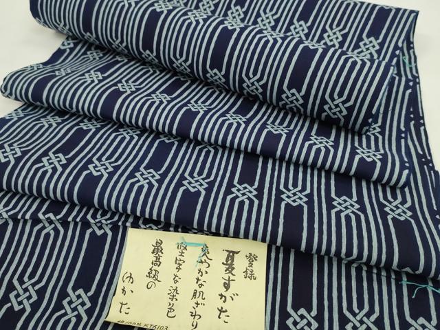 平和屋着物＊夏物　男性　浴衣　反物　注染　キングサイズ　幾何学文様　綿　着尺　逸品　未使用　CABL2549ju