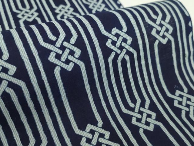 平和屋着物＊夏物　男性　浴衣　反物　注染　キングサイズ　幾何学文様　綿　着尺　逸品　未使用　CABL2549ju