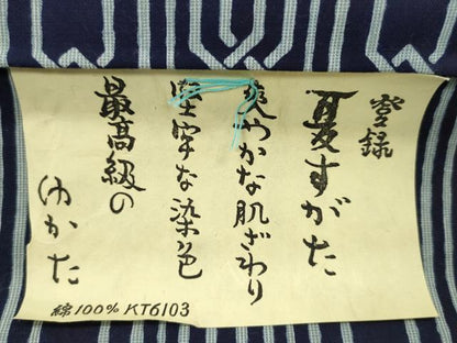 平和屋着物＊夏物　男性　浴衣　反物　注染　キングサイズ　幾何学文様　綿　着尺　逸品　未使用　CABL2549ju