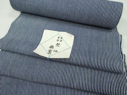 平和屋着物＊夏物　竺仙　浴衣　反物　注染　縞　綿　証紙付き　着尺　逸品　未使用　CABL2556ju