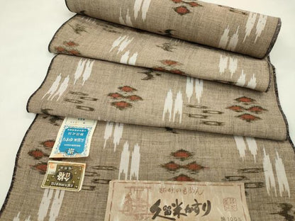 平和屋着物●久留米絣　反物　綿　絣絵　国武織物謹製　証紙付き　着尺　逸品　未使用　CABL2570ju
