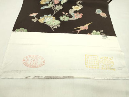 平和屋着物●小紋　反物　型染め　花鳥文　着尺　逸品　未使用　CABL2572ju