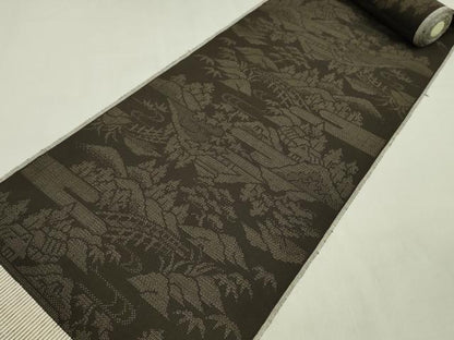平和屋着物●結城紬　反物　100亀甲　エ霞風景文　着尺　逸品　未使用　CABL2579ju