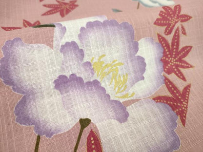 平和屋着物＊夏物　浴衣　反物　枝花楓文　綿　着尺　逸品　未使用　CABL2588ju