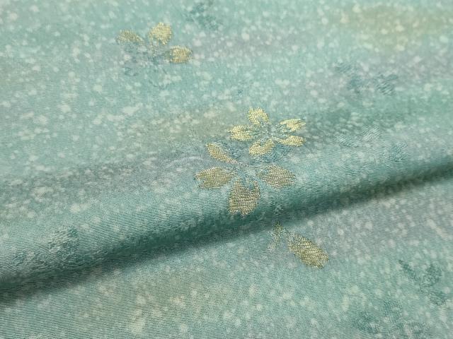 平和屋着物●小紋　反物　霞舞桜文　金糸　丹後ちりめん　着尺　逸品　未使用　CABL2589ju