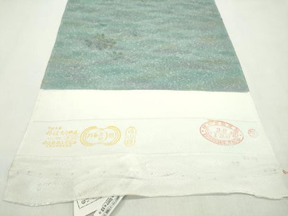 平和屋着物●小紋　反物　霞舞桜文　金糸　丹後ちりめん　着尺　逸品　未使用　CABL2589ju
