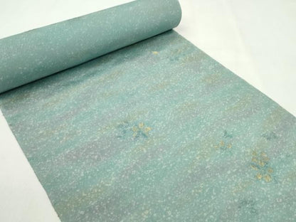 平和屋着物●小紋　反物　霞舞桜文　金糸　丹後ちりめん　着尺　逸品　未使用　CABL2589ju