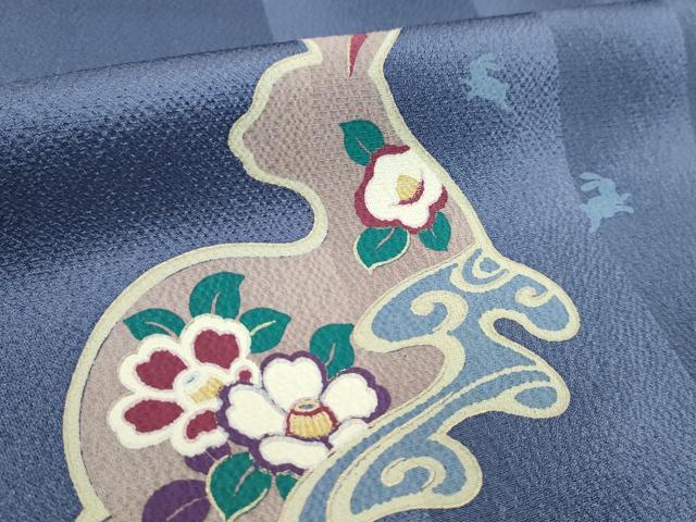 平和屋着物●小紋　反物　兎流水花文　紅掛花色　金彩　着尺　逸品　未使用　CABL2590ju