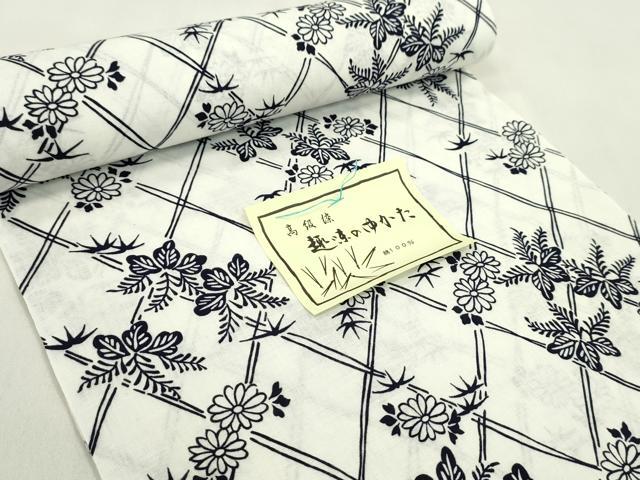 平和屋着物∴夏物　浴衣　反物　籬草花文　松坂屋扱い　綿　着尺　逸品　未使用　CABL2610ju