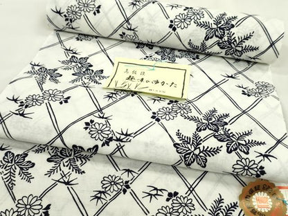 平和屋着物∴夏物　浴衣　反物　籬草花文　松坂屋扱い　綿　着尺　逸品　未使用　CABL2610ju