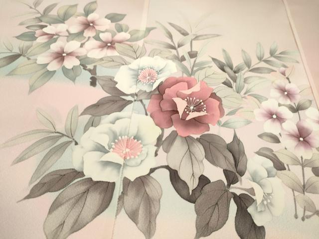 平和屋着物●付下げ　反物　手描き　枝花文　暈し染め　丹後ちりめん　着尺　逸品　未使用　CABL2630ju