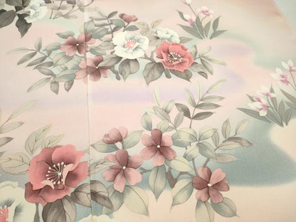 平和屋着物●付下げ　反物　手描き　枝花文　暈し染め　丹後ちりめん　着尺　逸品　未使用　CABL2630ju
