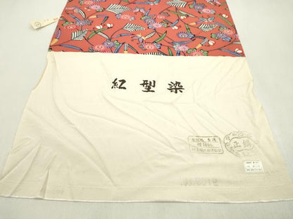 平和屋着物●小紋　反物　紅型　花蝶文　着尺　逸品　未使用　CABL2631ju