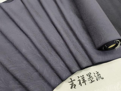 平和屋着物●色無地　解き反物　吉祥墨流　両面染め　濃鼠色　丹後ちりめん　着尺　逸品　CABL2635ju