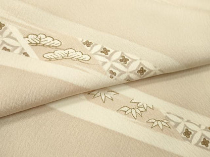 平和屋着物●付下げ　解き反物　笹松七宝花文　洗柿色　着尺　逸品　CABL2639ju