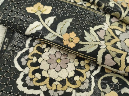 平和屋着物●極上　中国三大刺繍　スワトウ刺繍　総刺繍　六通柄　袋帯　反物　エ霞正倉院花文　金糸　上代６８万　裏地付　逸品　未使用CABL2650ju