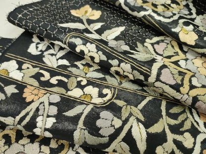 平和屋着物●極上　中国三大刺繍　スワトウ刺繍　総刺繍　六通柄　袋帯　反物　エ霞正倉院花文　金糸　上代６８万　裏地付　逸品　未使用CABL2650ju