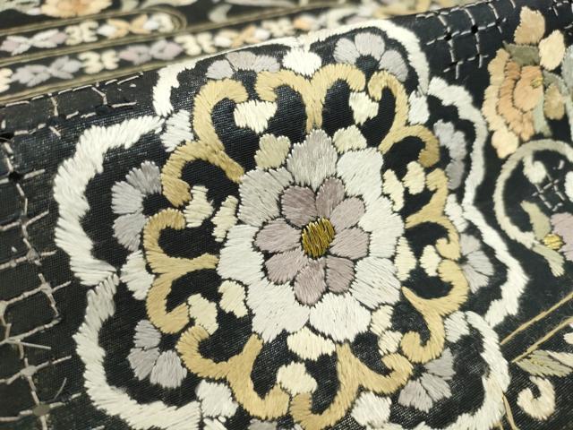 平和屋着物●極上　中国三大刺繍　スワトウ刺繍　総刺繍　六通柄　袋帯　反物　エ霞正倉院花文　金糸　上代６８万　裏地付　逸品　未使用CABL2650ju