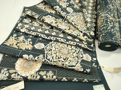 平和屋着物●極上　中国三大刺繍　スワトウ刺繍　総刺繍　六通柄　袋帯　反物　鏡裏花文　金糸　上代６８万　裏地付　逸品　未使用　CABL2651ju