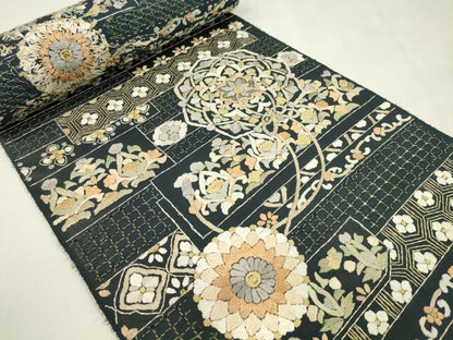 平和屋着物●極上　中国三大刺繍　スワトウ刺繍　総刺繍　六通柄　袋帯　反物　鏡裏花文　金糸　上代６８万　裏地付　逸品　未使用　CABL2651ju