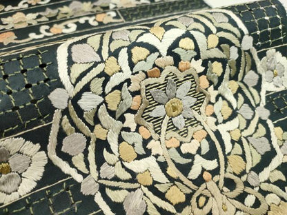 平和屋着物●極上　中国三大刺繍　スワトウ刺繍　総刺繍　六通柄　袋帯　反物　鏡裏花文　金糸　上代６８万　裏地付　逸品　未使用　CABL2651ju