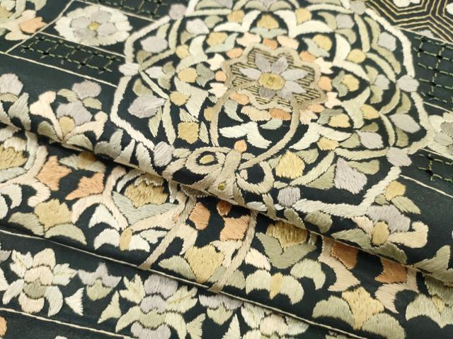 平和屋着物●極上　中国三大刺繍　スワトウ刺繍　総刺繍　六通柄　袋帯　反物　鏡裏花文　金糸　上代６８万　裏地付　逸品　未使用　CABL2651ju