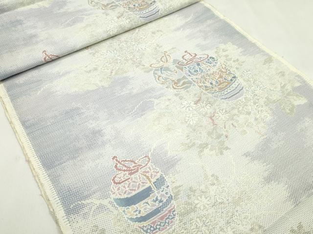 平和屋着物●都喜ヱ門　本場大島紬　反物　白大島　9マルキ　総絣　芳香漂う　藤絹織物謹製　証紙付き　着尺　逸品　未使用　CABL2656ju