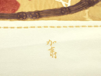 平和屋着物●名古屋帯　反物　ろうけつ染め　流水草花文　逸品　未使用　CABL2658ju