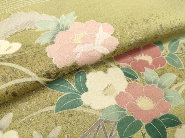 平和屋着物●付下げ　反物　駒刺繍　籬流水草花文　金彩　井藤正製　着尺　逸品　未使用　CABL2684ju