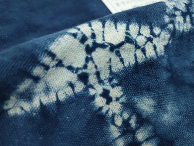 平和屋着物▼和装小物　インテリア　卓布２枚セット　絞り　天然草木染　藍染　成り物　キノコ　綿　逸品　未使用　CABL2735ju