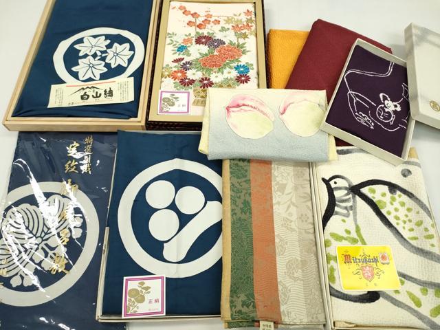 平和屋着物▼和装小物　風呂敷まとめて１０枚　西陣織　加賀白山紬　縮緬　三越扱い　高島屋扱い　全て正絹　未使用あり　逸品　CABL2800ju