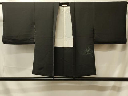 平和屋着物＃羽織 寿光織 風景文 黒地 金糸 正絹 逸品 CABL2804in