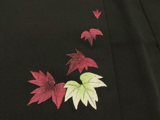 平和屋着物＃羽織 総刺繍 舞葉文 黒地 銀糸 正絹 逸品 CABL2805in