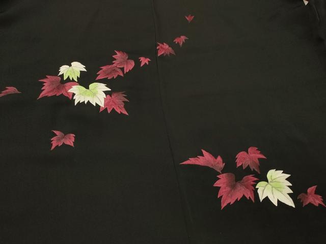 平和屋着物＃羽織 総刺繍 舞葉文 黒地 銀糸 正絹 逸品 CABL2805in