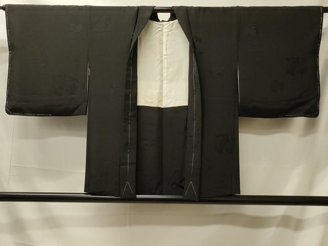 平和屋着物＃羽織 馬地紋 黒地 正絹 逸品 未使用 CABL2807in