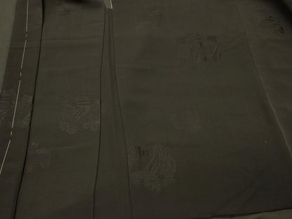平和屋着物＃羽織 馬地紋 黒地 正絹 逸品 未使用 CABL2807in