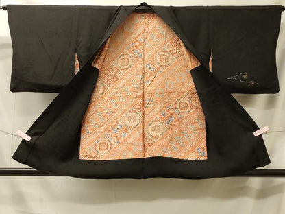 平和屋着物＃羽織 寿光織 枝楓文 黒地 金銀糸 正絹 逸品 CABL2809in