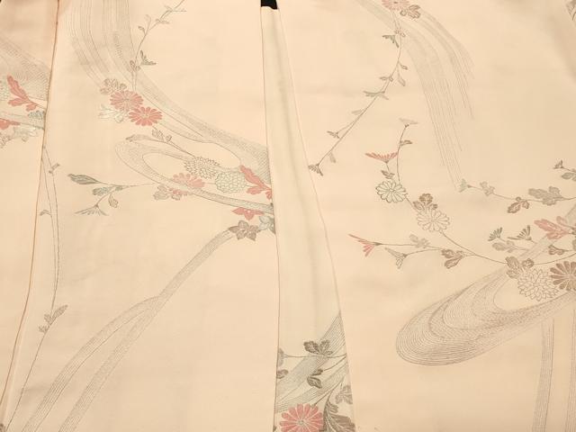 平和屋着物＃羽織 寿光織 流水草花文 銀糸 正絹 逸品 CABL2814in