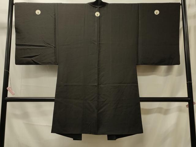 平和屋着物＃男性 長羽織 黒紋付き 正絹 逸品 CABL2817in