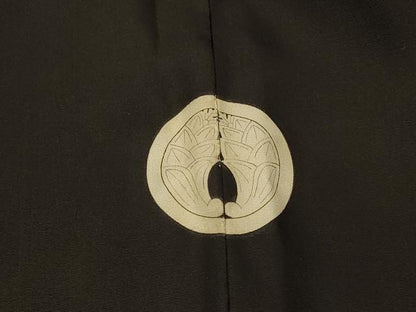 平和屋着物＃男性 長羽織 黒紋付き 正絹 逸品 CABL2817in